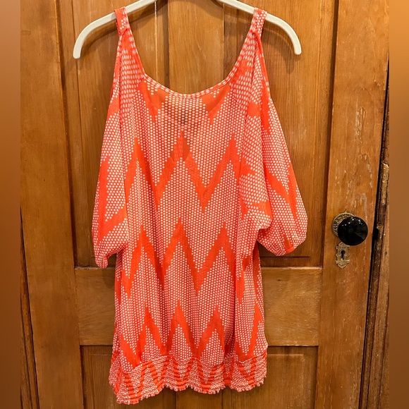 Maurices Sheer Cold Shoulder Chevron Blouse - Picture 5 of 5